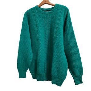 New Zealand Silver Fern Wool Kelly Green Sweater 44 in Chest 30 in length WARM V